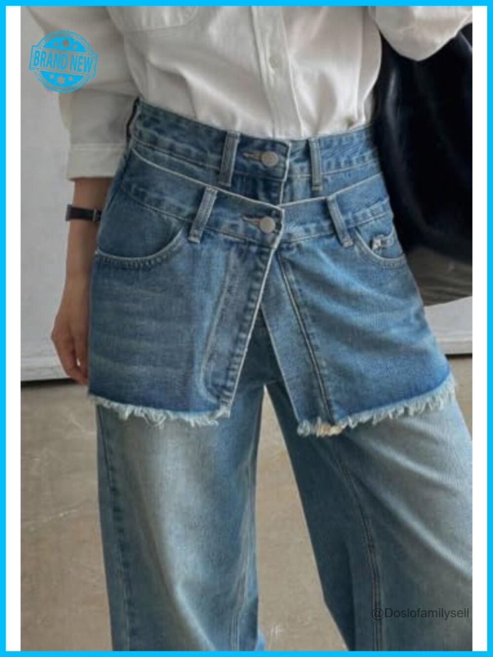 Wide Leg High Rise Distressed Patchwork Jeans - Picture 4 of 6